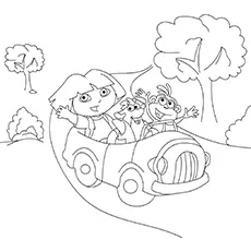 The Dora Goes For A Ride coloring page