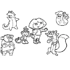 Dora and her Friends coloring page