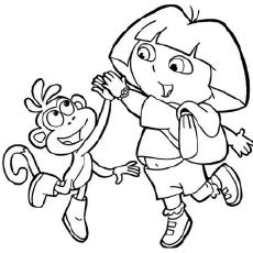 Dora Playing With Her Friend coloring page