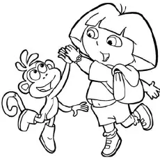Dora Playing With Her Friend coloring page