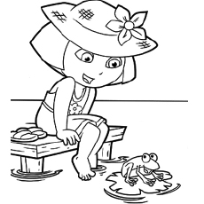 Dora and the Little Froggie coloring page