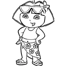 Dora on the Beach coloring page