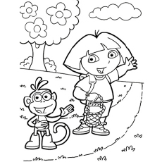 Dora with Basket in Hand coloring page