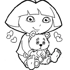 Dora with Teddy coloring page