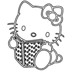 Hello Kitty Reading Coloring Pages to Print_image
