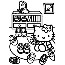 Hello Kitty Choosing Shoes Coloring Pages_image