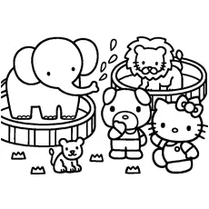 Hello Kitty Helps in Shopping Printable Coloring Pages_image