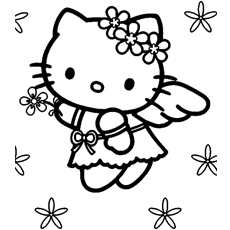 Free Printable Kitty An Angel Coloring Pages