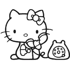 Kitty Playing with Phone Coloring Pages Free Printable