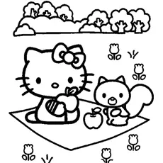 Printable Hello Kitty On A Fun Picnic Coloring Pages_image