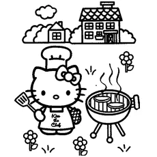 Kitty Cooking Snacks Coloring Pages_image
