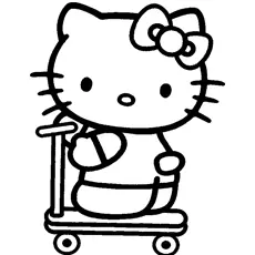 Hello Kitty riding tri-cycle Coloring Pages_image