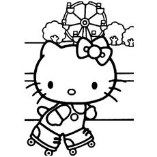 Hello Kitty drawing a picture coloring page