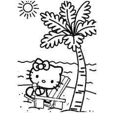 Kitty on the Beach Coloring Pages to Print_image