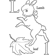 Alphabet L for Lamb and Leaf Coloring Pages