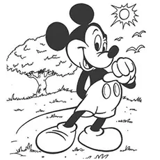 Mickey Mouse On A Sunny Day Coloring Pages