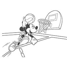 Mickey mouse playing basket ball coloring page