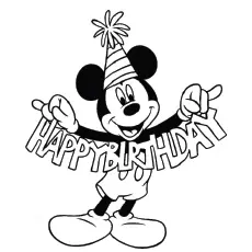 Coloring Page Of Mickey Wishing Happy Birthday