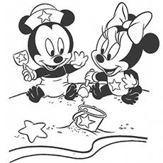 baby mickey and baby minnie mouse coloring pages