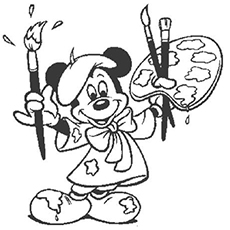 Mickey mouse painting coloring page