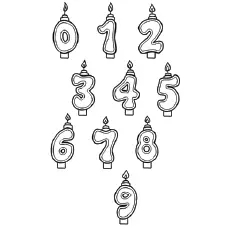 Numbered Candles for Birthday coloring page