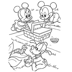 Picnic with pals mickey mouse coloring page