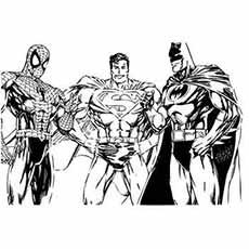 Spiderman Superman and Batman coloring page