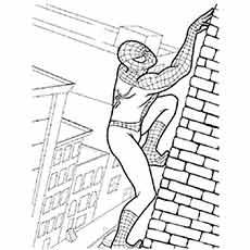 Spiderman Climbing on Wall coloring page