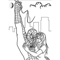 Spiderman Saving Girl coloring page