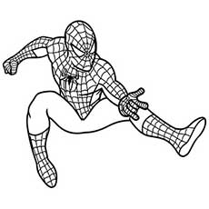 Spiderman Shoots his Web coloring page
