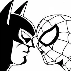 Batman and Spiderman Face to Face coloring page