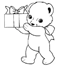 Coloring Page Of Teddy Bringing The Gift