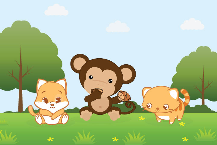 Two Cats And A Monkey Animal Story For Kids