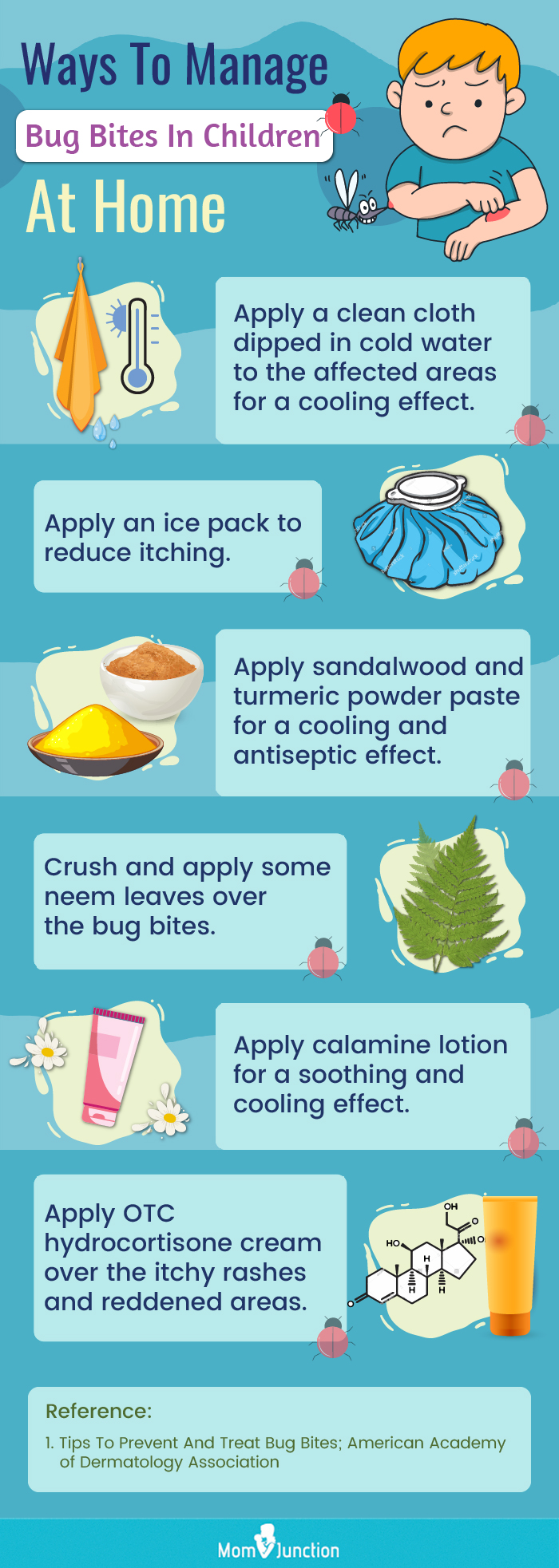 ways to manage bug bites in children at home (infographic)