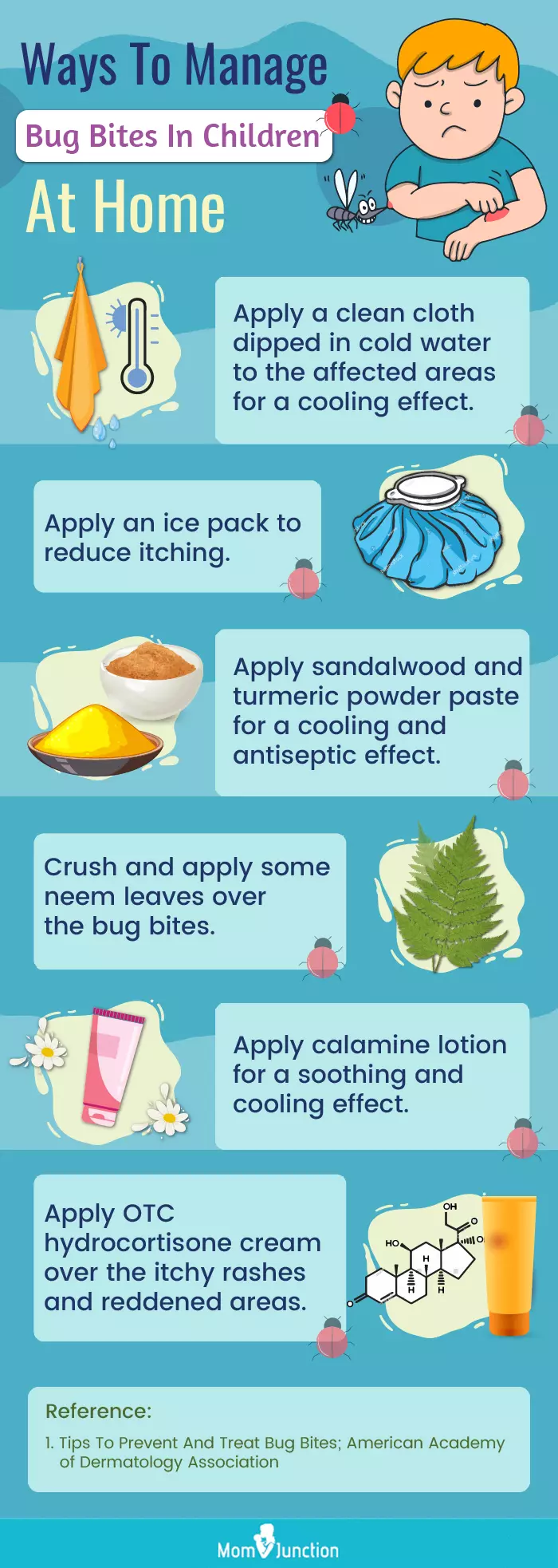 ways to manage bug bites in children at home (infographic)