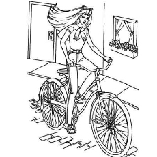 Barbie loves Cycling Coloring Page