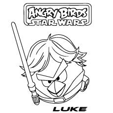 Coloring Picture of Angry Bird luke from Star Wars 