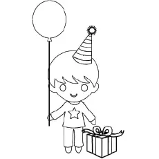 Birthday Boy with Gift Coloring Page