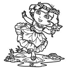 Beautifully Dressed Dora coloring page