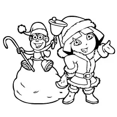Dora Christmas Day Celebration coloring page