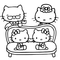 Beautiful Family Of Hello Kitty Coloring Sheet to Print_image