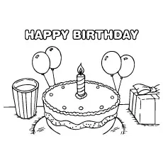 Happy Birthday Cake With Single Candle coloring page