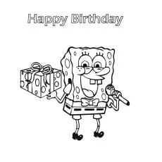 Spongebob With Birthday Gift Coloring Page