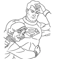 Coloring page of grandma hugs Superman