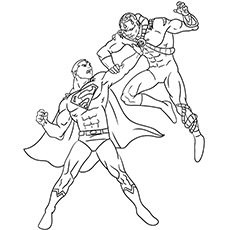 Superman fighting coloring pages for kids