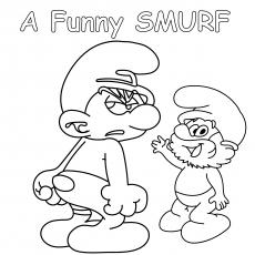 Funny Smurf On coloring page