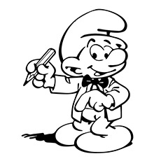 Smurf is Ready to Write coloring page