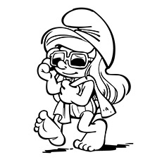 Smurfette Walking in Style coloring page