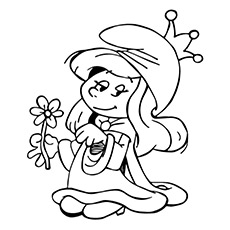 Queen Smurfette in Joyful Mood coloring page