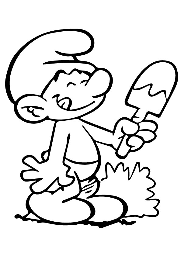 A-Smurf-with-IceCream-coloring-page